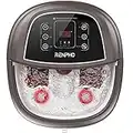 RENPHO Motorized Rollers Foot Spa Massager, Foot Bath with Fast Heating, Automatic Massage, Powerful Bubble Jets, Pedicure for Tired Feet, Adjustable Timer and Temperature,Brown