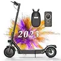 isinwheel S9MAX Portable Electric Scooter, 500W Powerful brushless Motor, Top Speed 32KM/H, Range up to 32 KM, 10" Solid Tires, Smart APP, Front and Rear Dual Suspension, UL Certified