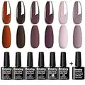 Omainy Smalto Semipermente per Unghie in Gel UV LED 6pzs Colori e un Top Coat Matto Kit per Manicure Smalti Gel per Unghie Soak Off (008)