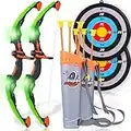 2 Pack Set Kids Archery Bow Arrow Toy Set with Targets, Suction Cup Arrows and Quiver, LED Light Up Function Toy for Boys Girls Indoor and Outdoor Garden Fun Game