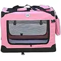 HugglePets Lightweight Fabric Dog Crate Carrier, with Mat and Treat Food Bag - Small Pink