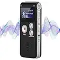 8GB Digital Voice Recorder Professional, Rechargeable Mini Voice Recorder with Multifunctional Digital Audio & MP3 Playback (Black)