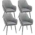 Yaheetech Set of 4 Grey Velvet Dining Chairs Modern Accent Chair Fabric Armchair with Sturdy Legs for Home Dining/Living Room