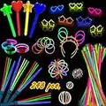 Glow Sticks Party Pack - 248 PCS That Includes, 100 Pcs 8 Inch Glow sticks,6 Pcs Ultra-Bright Glow Sticks Wands, And All Exciting Accessories – Create Glow In The Dark Necklaces, Bracelets, Star Glasses, Heart Glasses, Headbands, Balls, Flowers And Much More, Neon Light Sticks Decoration For Party Favors Kids And Adults