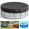 15 Ft Round Pool Cover, Solar Covers for Above Ground Pools, Inground Pool Cover Protector with Drawstring Design Increase Stability, Hot Tub Cover Ideal for Waterproof and Dustproof (Black)