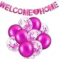 Set di 12 Decorazioni Welcome Home Banner e Palloncini di Welcome Home Include Palloncino Tropicale Welcome Home e Striscione Glitterato Welcome Home per Casa Feste (Blu)