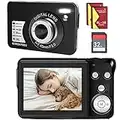 Digital Camera for Kids, 2.7K Digital Camera for Teens, Boys and Girls, 16X Digital Zoom Camera with 32GB SD Card and 2 Batteries (Black)