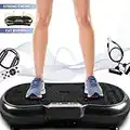 bigzzia Vibration Plate Exercise Machine Whole Body Workout Vibration Fitness Trainer with Bluetooth Speakers, Rope Skipping 99 Levels Vibration Platform Massage for Home Fitness & Weight Loss - Black