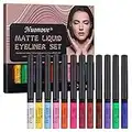 Lápiz Delineador Líquido Mate Eyeliner Waterproof, Delineador de Ojos Waterproof, Delineador de Ojos de Color, Colorido Liquid Eyeliner Pen para Cosplay, 12 colores