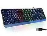 KLIM Chroma Clavier Gamer AZERTY FR - Nouveauté 2023 - Silencieux USB - Clavier Filaire Rétroéclairé LED - PC Gaming PS4 PS5 Mac - Noir