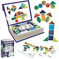 MAGDUM Tangram Kinder - 83 Stück geometrische Formen Magnete - 44 Stück lernkarten Kinder - Magnet Spielzeug Kinder - Montessori Spielzeug - Magnetspiel - Tangram magnetisch - Magnetspiele für Kinder