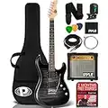 Pyle Beginner Electric Guitar Kit w/ Amp, Full Size Instrument w/ Humbucker Pickups, Amplifier & Accessories, 39" Black