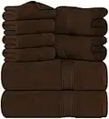 Utopia Towels 8-Piece Premium Towel Set, 2 Bath Towels, 2 Hand Towels, and 4 Wash Cloths, 600 GSM 100% Ring Spun Cotton Highly Absorbent Towels for Bathroom, Gym, Hotel, and Spa (Dark Brown)