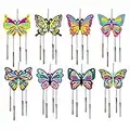 WEDNOK 8 Pack Butterfly Wind Chimes Craft Set Kids DIY Wooden Butterfly Wind Chime Kits for Girls Boys Spring Decoration Christmas Tree Decor Birthday Gift Garden Indoor Outdoor Sound Games