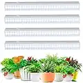 MOYA STD 1ft T5 White Grow Lights for Indoor Plants, Cabinet Greenhouse Grow Lamp 5000K Full Spectrum White LED Grow Light Bulbs, Plug and Play, Linkable T5 Grow Light Strip for Houseplants, 4-Pack