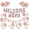 Mannli Welcome Home, Letter Balloon Banner Bunting Triangular Bunting Happy New Home with Heart and Star Sequin Balloons for Home Family Party Decorations