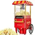 Cozeemax Palomitero, 1200W Vintage Máquina de Palomitas con Gran Capacidad, máquina de hacer palomitas dulces Aire Caliente Sin Grasa AceitaLibre de BPA, Rojo