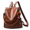 Women Backpack Purse Leather Anti-theft Casual Travel Shoulder Bag for Girls (brown)