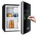 Klarstein Spitzbergen Aca Refrigerator - Cooler, Mini Fridge, 40 l, Class F, 2 Levels, Magic Marker Writable Door, Elegant, Ice Cube Maker, Temperature Control, Black