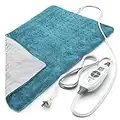 Pure Enrichment® PureRelief™ XL Heating Pad - LCD Controller with 6 InstaHeat Settings for Cramps, Back, Neck, & Shoulder Pain Relief, Moist Heat Option, Machine Washable, 12" x 24" Storage Bag (Blue)