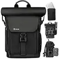 TARION SP01 Zaino per fotocamera Borsa per fotocamera in tela con scomparto per laptop rimovibile Zaino per fotografia con copertura antipioggia impermeabile Nero