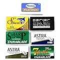 105 Blades, Double Edge Safety Razor Blade Variety Sampler Pack, Compatible with All Standard Double Edge Safety Razors - Includes Blades from Parker Safety Razor, Personna, Astra, Shark, Sharp, Voskhod, and 7am