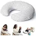 Niimo Coussin d' Allaitement Maternité Bebe avec Taie Coussin 100% Coton Amovible et Lavable Remplissage Oreiller de Fibres de Polyester (Blanc- Pois)