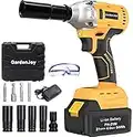 GardenJoy Cordless Power Impact Wrench - 1/2" Brushless Impact Gun with Max Torque 220 Ft-lbs (300N.M), Electric Impact with 3.0AH Li-ion Battery Fast Charger 4Pcs Drive Sockets for Car Home