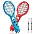 LYCEBELL Raquette de tennis pour Nintendo Switch [2 Pièces] Compatible avec Mario Tennis Aces, Raquette tennis pour manettes Joy-Con ( Rouge et Bleu)