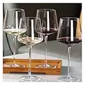 Physkoa Modern Wine glasses with tall long stem set of 4, Crystal Square wine glasses with flat bottom,Big wine glasses for full-bodied wine gifts for Wedding,Bridal Shower 21OZ