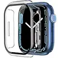 Smiling 2 Pack Case Built in Tempered Glass Screen Protector Compatible with Apple Watch Series 8 45mm/ Seires 7 45mm, Hard PC Case with Screen protector for iwatch, Overall Protective Cover- Transparent