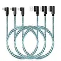 iPhone Charger Cord 10 FT 3 Pack Lightning Cable 90 Degree Nylon Braided Gaming Charging Cord Compatible with iPhone 14 13 12 11 Pro XS MAX XR X 8 7 6S Plus SE iPad (10 FT, Black Blue)