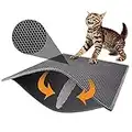 Pieviev Cat Litter Mat Trapper - 76 x 61 cm Honeycomb Double Layer Tapis Litiere Chat -Traps Messes, Easy Clean and Durable, Non Toxic Trapper Rug Suitable for Litter Tray (Gray)