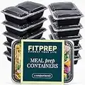 FITPREP® Original 2-Fach Meal Prep Boxen im praktischen 10er Pack - inkl. Ebook Rezeptheft, Mikrowellengeeignet, Spülmaschinenfest Wiederverwendbar - BPA Frei