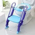 Scaletta Gradini Vasi Riduttore WC per Bambini, Sedile Imbottito, Gradini Antiscivolo con Maniglia, per 1-8 Anni (Blu+viola)