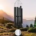 ASTARIN Carillon éolien d'extérieur grand ton profond, 91,4 cm, grand carillon éolien pour l'extérieur, relaxant, apaisant, basses basses, carillon commémoratif de sympathie pour maman papa, noir (une