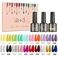 Smalto Semipermanente- NAILMASHA 23 Pcs 8ml Smalti Semipermanenti per Unghie in Gel LED con Base e Top Coat, Matt Top, Nudo Neon Nero Glitter Kit Semipermanente Unghie Collezione di Smalto per Unghie