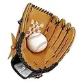 Baseball Glove with 1 Ball, Sports Batting Gloves with Baseball PU Leather Right Hand Throw 10.5"/12.5" for Kids Youth Adults