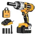 WORKSITE Cordless Impact Wrench 1/2 Inch, Impact Gun 370 Ft-lbs (500N.m) with 4.0A Battery, Fast Charger, Variable Speed, 4 Sockets, One Extension Bar & Tool Bag