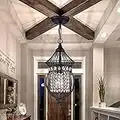 Black Mini Cage Chandelier Modern Pendant Lighting Adjustable Ceiling Crystal 1-Light for Bedroom Kitchen Island