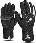 Gants de cyclisme pour hommes et femmes avec coussinet en gel antichoc, gants chauds pour les doigts pour l'entraînement en montagne VTT, gants d'hiver coupe-vent et respirants (Noir et blanc, M)