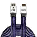 KontrolFreek 12FT (3.6m) HDMI 8K Ultra Gaming Cable Supports Ethernet, 3D, Audio Return Channel (ARC), High Dynamic Range Video and 8K Ultra HD @ 60 FPS- Black and Purple