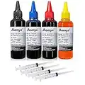 Aomya Encre à Colorant Universelle 400ml pour Cartouche Rechargeable HP Canon Epson Brother Système CISS 4 Couleurs (BK, C, M, Y)