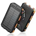 Feeke Solar-Charger-Power-Bank - 36800mAh Portable Charger,QC3.0 Fast Charger Dual USB Port Built-in Led Flashlight and Compass for All Cell Phone and Electronic Devices(Orange)