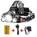 Newest Headlamp Flashlight 10000 Lumen,Best IMPROVED LED with Rechargeable Battery, Bright Head Lights,Waterproof Hard Hat Light,Fishing Head Lamp,Hunting headlamp,Running or Camping headlamp (Silver)