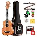 Donner Concert Ukulele Beginner Mahogany 23 Inch Ukelele Starter Bundle Kit with Free Online Lesson Gig Bag Strap Nylon String Tuner Picks Cloth DUC-1 Professional Ukalalee Yukalalee Gift