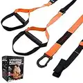 Suspension Training Strap w/Extender Strap, Bodyweight Resistance Training Strap Kit Fitness Resistance Trainer for Body Workout Home Outdoor Gym, Orange