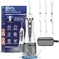 Water Flosser for Teeth Cordless with 5 Modes, Binefia 360° Rotation Oral Irrigator, IPX7 Waterproof, 300ML & 6 Jet Tips Water Pick Teeth Cleaner, USB Rechargeable for 35-Days Use at Home/Travel