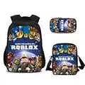 Sac à dos Roblox pour garçons avec boîte à déjeuner et trousse à crayons, sac à dos d'école, sac à dos pour ordinateur portable, sac de voyage pour adolescents, style 1, 27*17*40