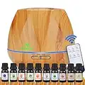 Miserwe 550ML Aromatherapy Essential Oil Diffuser Ultrasonic Aroma Humidifier - Adjustable Mist and 7 Color LED Lights Waterless Auto Shut-Off for Home, Office, Bedroom and Baby